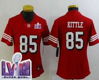 Womens San Francisco 49ers #85 George Kittle Limited Red Throwback LVIII Super Bowl Vapor Jersey